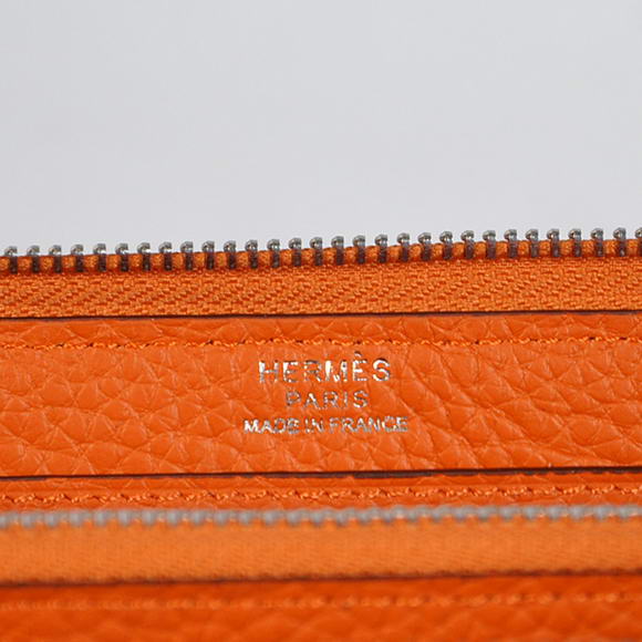 1:1 Quality Hermes Evelyn Long Wallet Zip Purse A808 Orange Replica - Click Image to Close